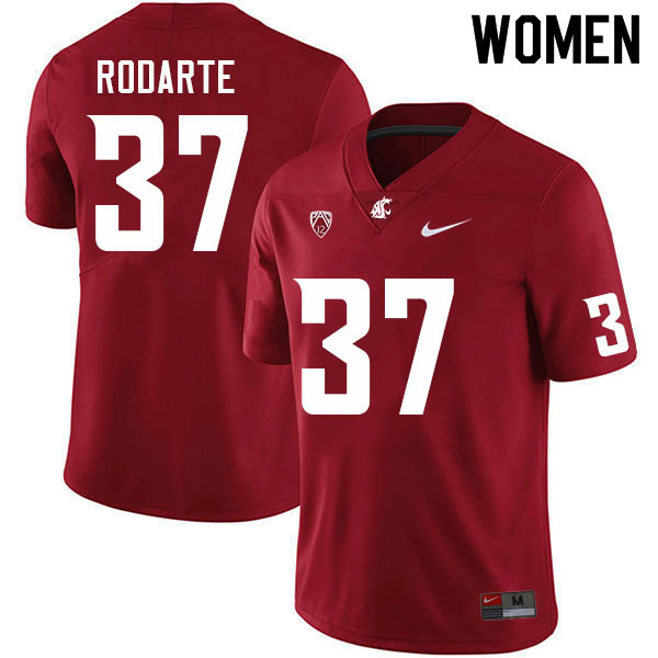Women #37 Luca Rodarte Washington State Cougars College Football Jerseys Sale-Crimson